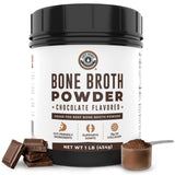 16oz Chocolate Bone Broth Protein Powder From Grass Fed Beef - Non-GMO Ingredients, Gut-Friendly, Low Carb Dairy Free Protein Po