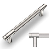 Amerdeco 10 Pack Brushed Satin Nickel Knurled Cabinet Pulls 5 Inch Center to Center Kitchen Cabinet Handles for Drawer Dresser, 