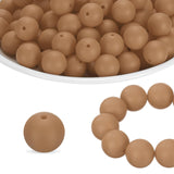 HARFINGTON 65Pcs Silicone Beads 15mm Round Rubber Focal Beads Bulk for Pens Keychain Bracelet Necklace DIY Crafts Making, Camel 
