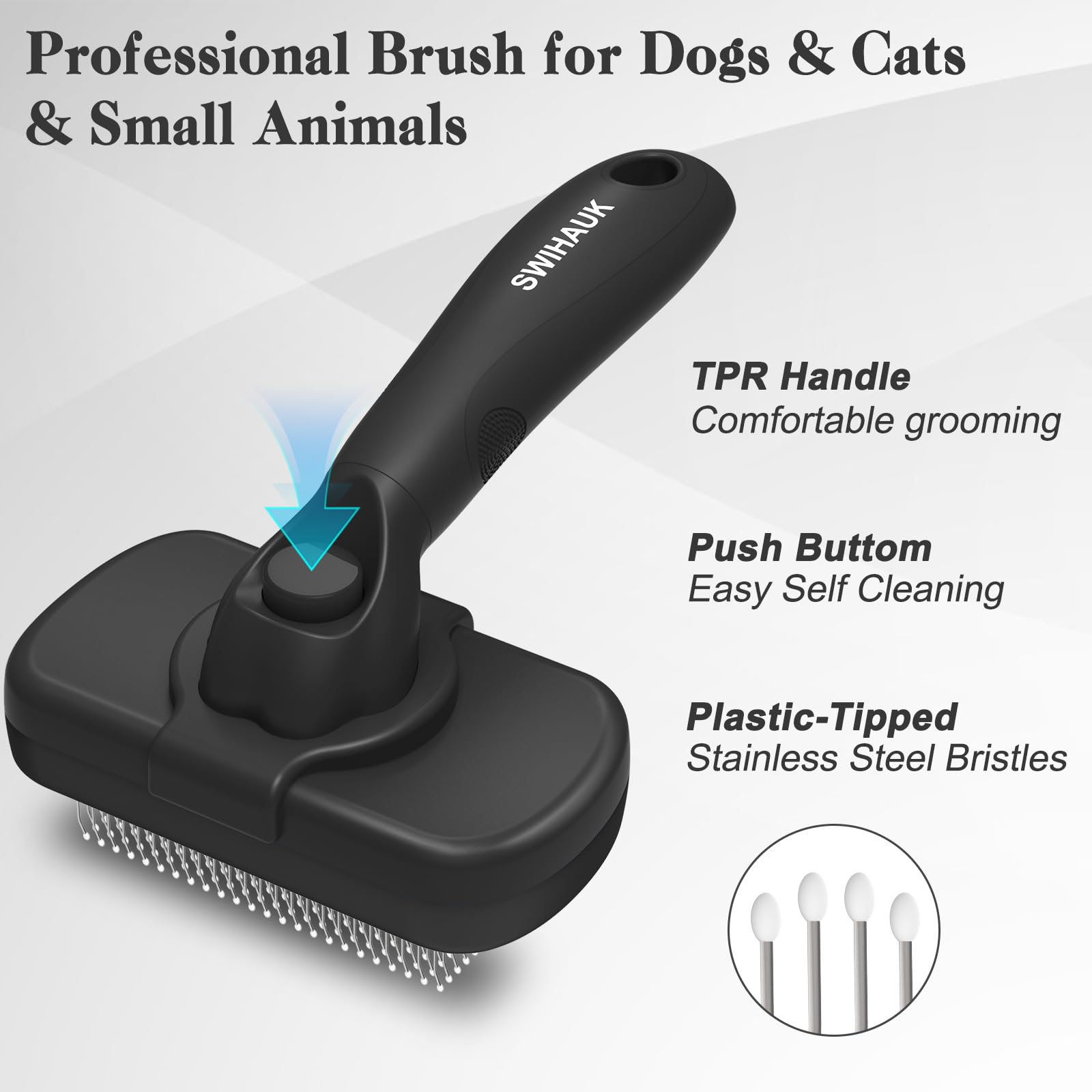 Swihauk Self Cleaning Slicker Brush for Dogs & Cats - Skin Friendly Deshedding and Grooming Brush for Haired Pets, Pet Supplies