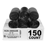 Aluf Plastics High Density Trash Bags, 60 Gallon, 150 Count, 22 Micron (eq), 38 x 60, Black, for Bathroom, Office, Industrial, C
