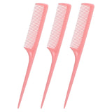 Rat Tail Comb Set-3Pcs Rat Tail Hair Teasing Fine Tooth Combs for Women Girls, Parting &Hair Styling Tools(Pink)