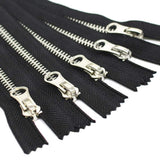 YaHoGa 5pcs 10 Inch Silver Metal Zippers Bulk #5 Close End Metal Zippers for Sewing Bags Crafts Jackets (25cm Black)