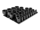 TEKTON 3/4 Inch Drive 6-Point Impact Socket Set with Rails and Trays, 33-Piece (1/2-2-1/2 in.) | SID93107