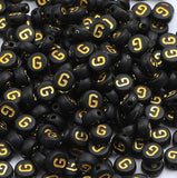 XIENBAOFU 100PCS Letter Beads 4X7mm Acrylic Alphabet Beads Gold Black Letter G Flat Round for Jewelry Making Bracelet Necklace K