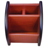 KRM Pen Stand Polished MultiFunctional Wooden Desk Organiser, Stand For Office And Students Use Mobile Holder For Desk, Brown