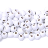 120 11x12mm White Wooden Beads with 5mm Large Hole Barrel Wood Spacer Loose Beads for Handmade Crafts Making