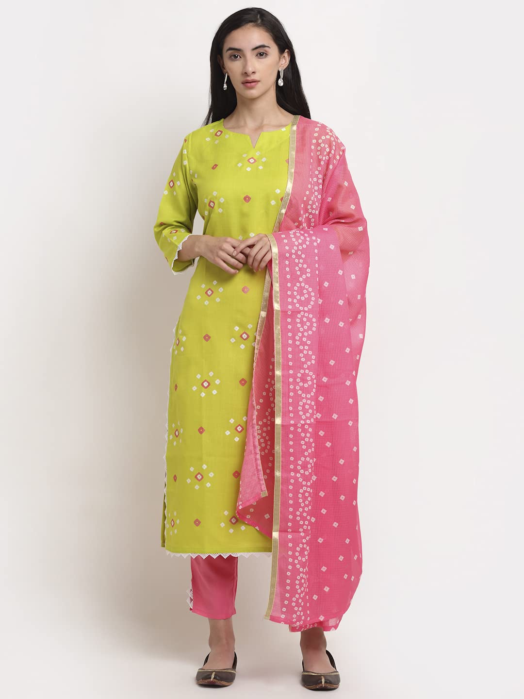 Gosriki Women'S Cotton Straight Kurta With Pant & Dupatta (Jinal Light Green_S-Go_Light Green_Small),Light Green,,B09HMPJ35T