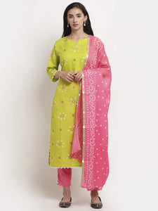 Gosriki Women'S Cotton Straight Kurta With Pant & Dupatta (Jinal Light Green_S-Go_Light Green_Small),Light Green,,B09HMPJ35T