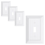 4-Pack Classic Beadboard Single Toggle Light Switch Cover Plate, Unbreakable Polycarbonate Decorative Switch Plate Covers, Pure 