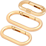 STSTR 3pcs Oval Spring Ring Clips, Gold Metal Keyring Purse Clip, Heavy Duty Opening O Ring Carabiner for Keychains, Buckle Clas