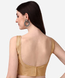 Pujia Mills Women'S Deep Neck Silk Sleeveless Readymade Blouse (Sando_Chiku_38)