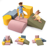 Rinnebbit 6-Piece Foam Climbing Blocks, Kids Climb and Crawl Soft Play Set, Machine Washable Cover, Baby Indoor Activity Play St