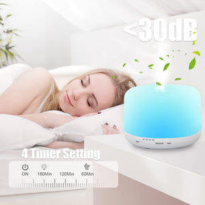 500ml Essential Oil Diffuser with Remote Control, BPA-Free Ultrasonic Humidifier with 7 Color Light,Auto Off Aromatherapy Diffus