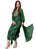 Anni Designer Women'S Georgette Printed Straight Embroidered Kurta With Pant & Dupatta (Rupkla Mehandi-Nw_M_Green_Medium),Green,M