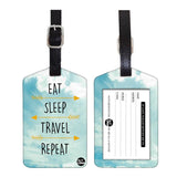 Nutcase Designer Luggage Travel Baggage Tags Set Of 2 With Name Card Inside Eat Sleep Travel Repeat Sky Design