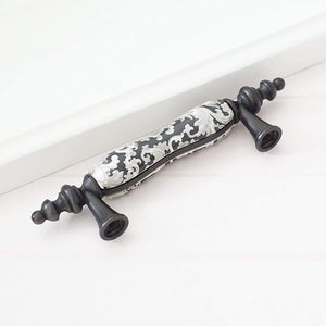 LBFEEL 6 Pack 3 Ceramic Drawer Knob Black and White Rustic Dresser Drawer Pull Handle for Kitchen Cabinet Knob Furniture Hardw