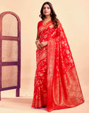 Sugathari Womens Pure Kanjivaram Silk Saree Banarasi Silk Saree With Blouse Piece (Sam Pari S-7) (Red)