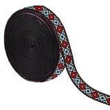 GORGECRAFT 10.94 Yards Ethnic Jacquard Ribbon Embroidered Ribbon 3/4 Inch Wide Red Blue Geometric Rhombus Woven Trim Fringe or D