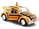 1966 VW Beetle Follow Me Airport Safety Vehicle Yellow with Black Stripes 1/24 Diecast Model Car by Motormax 79590