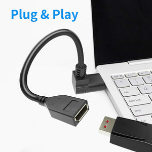 ALYYDBG 8K@60Hz 90 Degree Displayport 1.4 Extension Cable, Male to Female Right Angle DP 1.4 Cord Support 8k@60Hz, 4K@144hz 0.3M