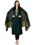 Anni Designer Women'S Cotton Blend Straight Embroidered Kurta With Pant & Dupatta (Kanimoj Green_Xxl_Green_Xx-Large),Green,2XL