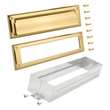 Nuk3y Solid Brass Mail Slot with Sleeve (Polished Brass, 13 x 3.625)