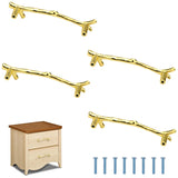 Vintage Drawer Knobs Black Tree Twig Dresser Knobs Zinc Alloy Pulls Double Hole for Farmhouse Dresser Drawers 4 Pcs (Gold, 96mm)