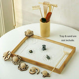 Zen Garden Rake Stamp Tools - Meditation Rock Sand Garden Accessories - Office Desktop Mini Zen Gifts For Man Women Bamboo Rakes