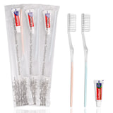 HQSLsund 30 Pack Disposable Toothbrushes with Toothpaste, 2 Colors