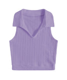 Toplot Women'S V-Neck Solid Textured Tank Top (Collar-Tank-Top-5193-Purple-M),Purple,,B0DF29VX73
