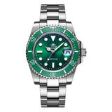 Addiesdive Men'S Quartz Diver Analog Watch Waterproof 200 M Green Dial Luminous Stainless Steel Strap, Pure Green, Diver,Quartz 