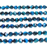 MJDCB Best Sellers Natural Stone Beads Faceted Polygon Sky Blue Tiger Eye Crystal Energy Stone Healing Power for Jewelry Making(