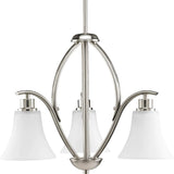 Joy Collection 3-Light Etched Glass Traditional Chandelier Light Brushed Nickel