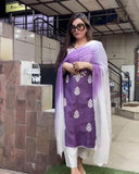 Gosriki Women'S Rayon Blend Straight Embroidered Kurta With Pant & Dupatta (Fresh-Lavender-Gs_L_Purple_Large),Purple,,B0DC6KYDZ1