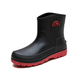 IQAXC Waterproof Garden Rain Boots for Men Breathable Lightweight Mid Calf Deck Fishing Outdoor Slip Resistant Shoes, 398 Red 42