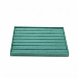 Ecomistiq Green Jewelry Display Tray Flocked Velvet Jewelry Tray Rectangular Accessory Storage Raised Rim, Bar Ring