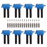 ENA Set of 8 Blue Ignition Coil Pack with 16 Iridium Spark Plug Compatible with Ram Dodge Jeep 300 Aspen Challenger Charger Dura