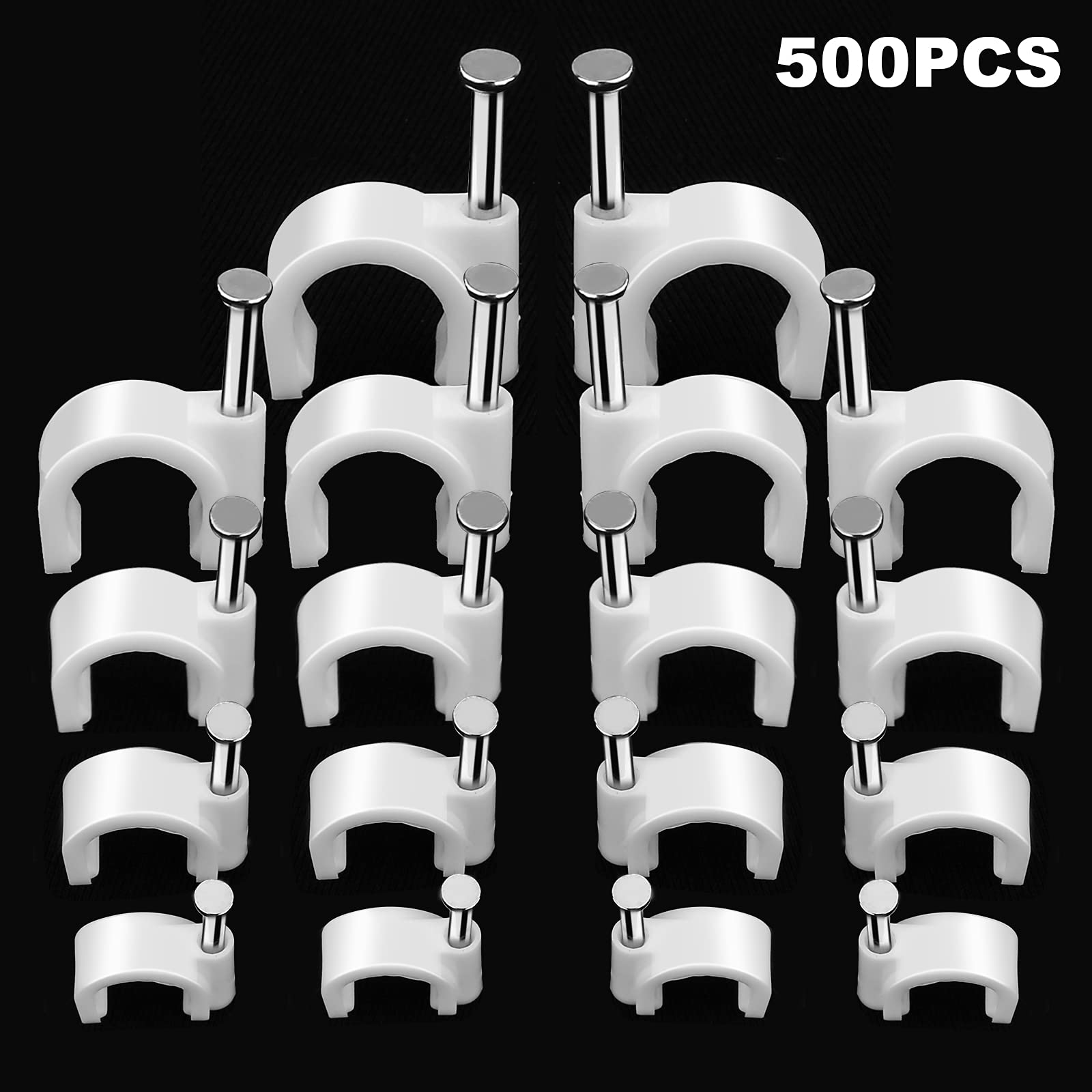 500pcs Cable Clips with Steel Nail in Cable Clips White 4mm 5mm 6mm 8mm 10mm Cable Wire Clips Cable Wall Clip Wire Staples Cord