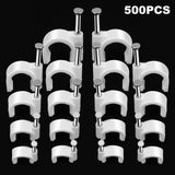 500pcs Cable Clips with Steel Nail in Cable Clips White 4mm 5mm 6mm 8mm 10mm Cable Wire Clips Cable Wall Clip Wire Staples Cord