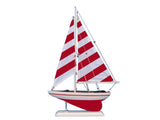 Hampton Nautical Wooden Red Striped Pacific Sailer Model Sailboat Decoration, 17