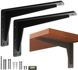 2 Pack Heavy Duty Shelf Brackets 12 Inch Mantel Decorative L Bracket for Shelves, Metal Shelf Support Bracket, Wall Mounted Gran