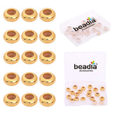 BEADIA 18K Gold Plated Stopper Beads 8x4mm 20pcs Rondelle Insert Silicon Length Adjust Spacer Beads for Jewelry Making Findings