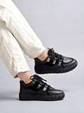 Shoetopia Stylish Lace-Up Black Colored Sneakers For Women & Girls /Uk5,Black,5,B0C7CJHQZM
