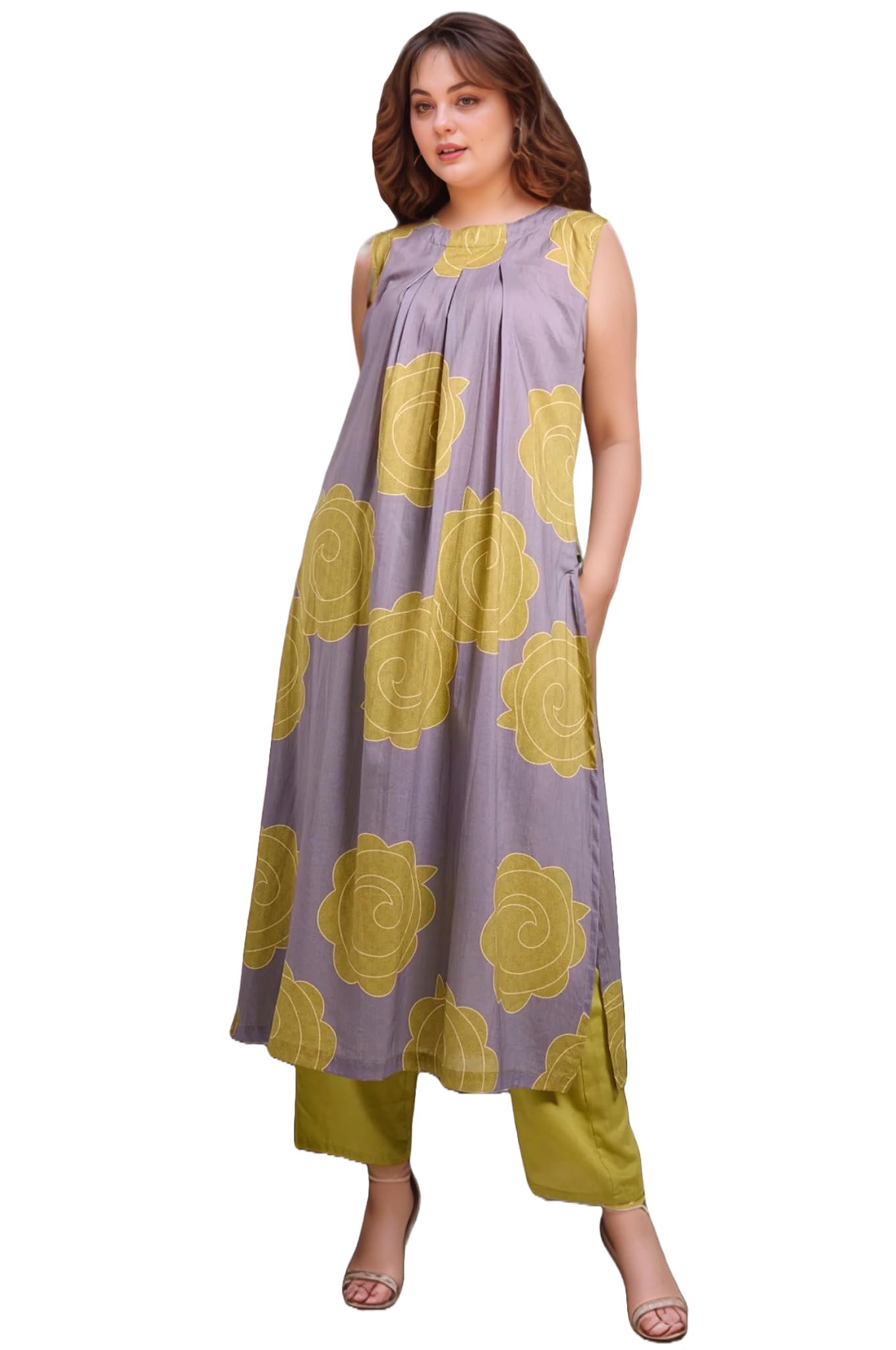 Anni Designer Women'S Rayon Viscose Straight Printed Kurta With Pant (Himcity Purple_3Xl_Purple_Xxx-Large),Purple,3XL