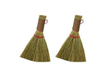 Lijinhe 2 Pack Mini Handheld Broom Set, Natural Grass Straw Broom Soft Bristle for Floor Dust & Hair Cleaning, Wood Floor Safe S