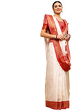 Satrani Womens Woven Silk Blend Saree (2347S254Na_Off White4)