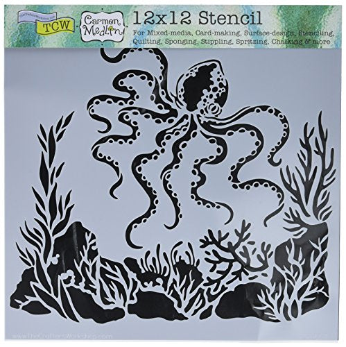 Crafters Workshop Tcw607 Template, 12'' X 12'', Octopus, White