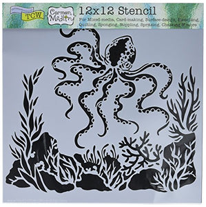 Crafters Workshop Tcw607 Template, 12'' X 12'', Octopus, White