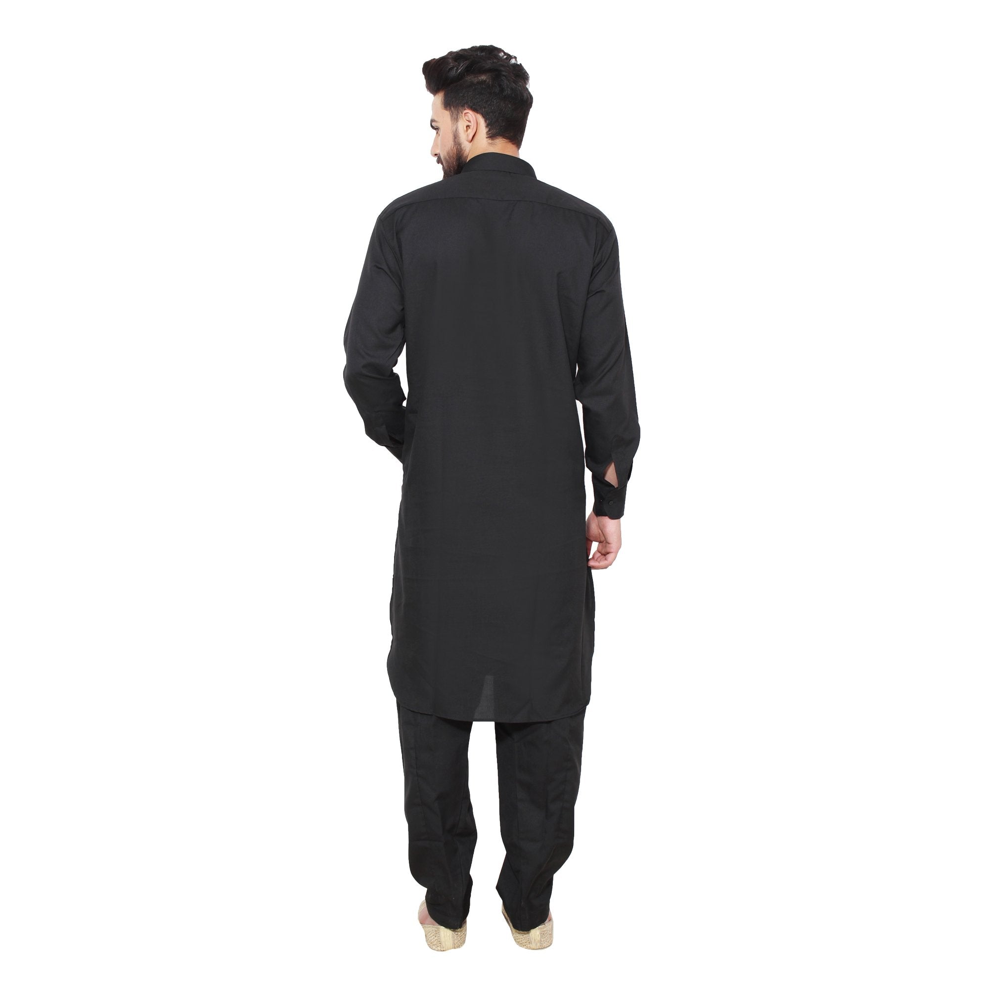Sojanya (Since 1958 Men'S Black Cotton Blend Pathani Kurta & Salwar Set Size Xxl